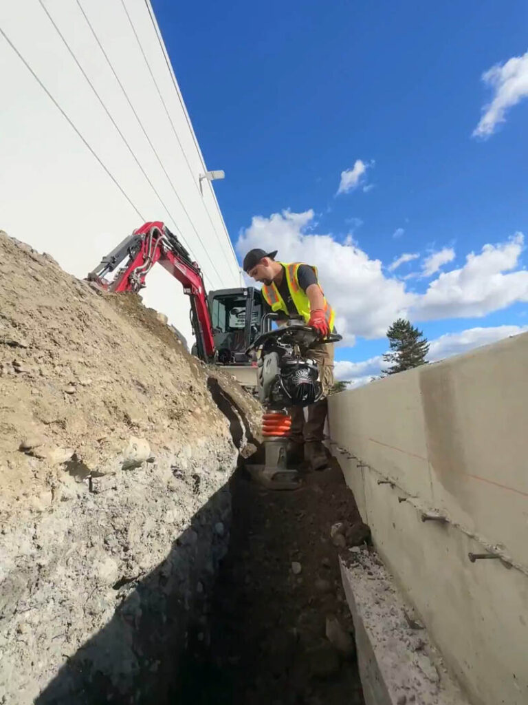 commercial parking lot excavation project for a loading bay with franky's excavation