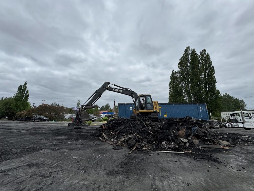 clearing the rest of the debris from an emergency demo call done by franky's excavation