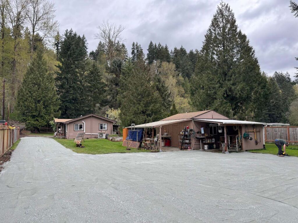fully installed gravel driveway done by franky's excavation