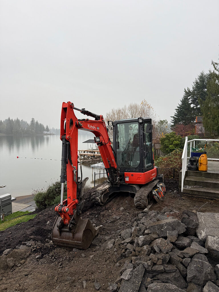 cleaning up deck removal project done by franky's excavation