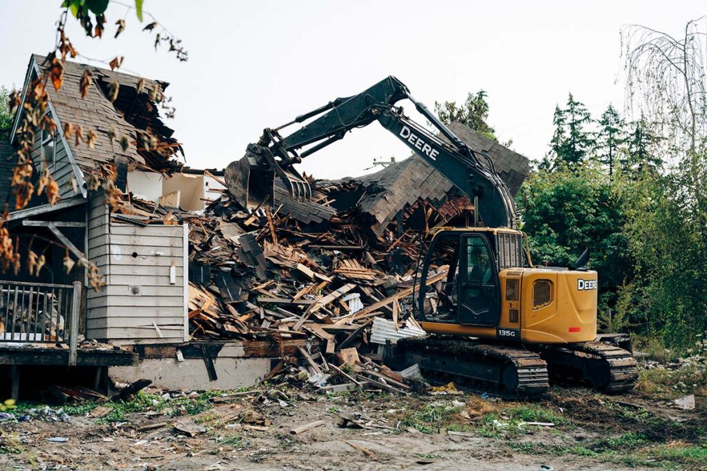 demolition services being done by franky's excavation
