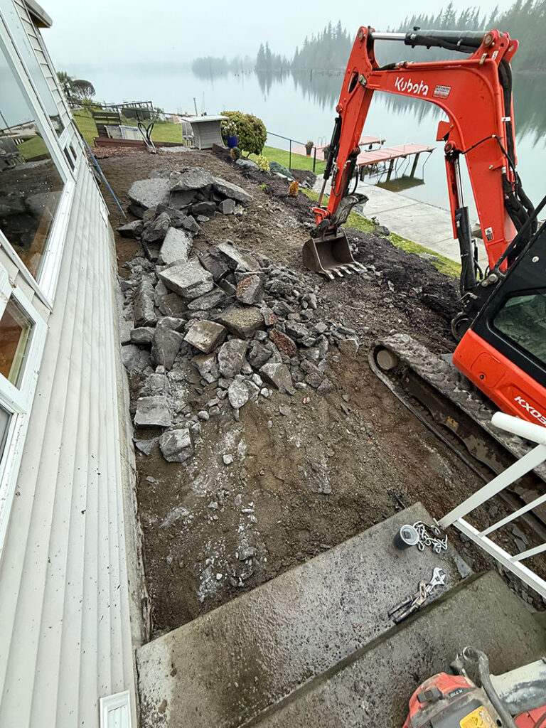 final debris clean up of concrete deck removal by franky's excavation in pierce county