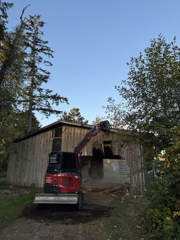 garage demo being done by franky's excavation