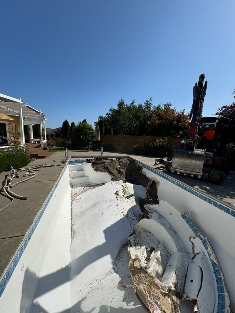 gig harbor middle point of demolishing an in ground pool with franky's excavation