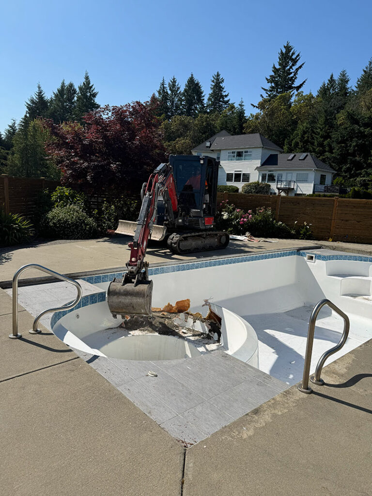 gig harbor pool demo project start by franky's excavation