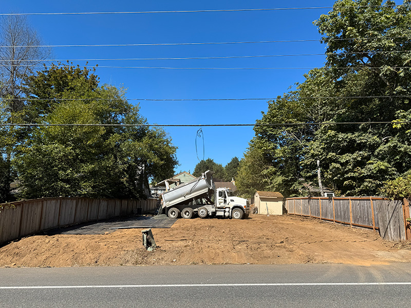 land clearing, yard leveling, and grading project after being done by franky's excavation