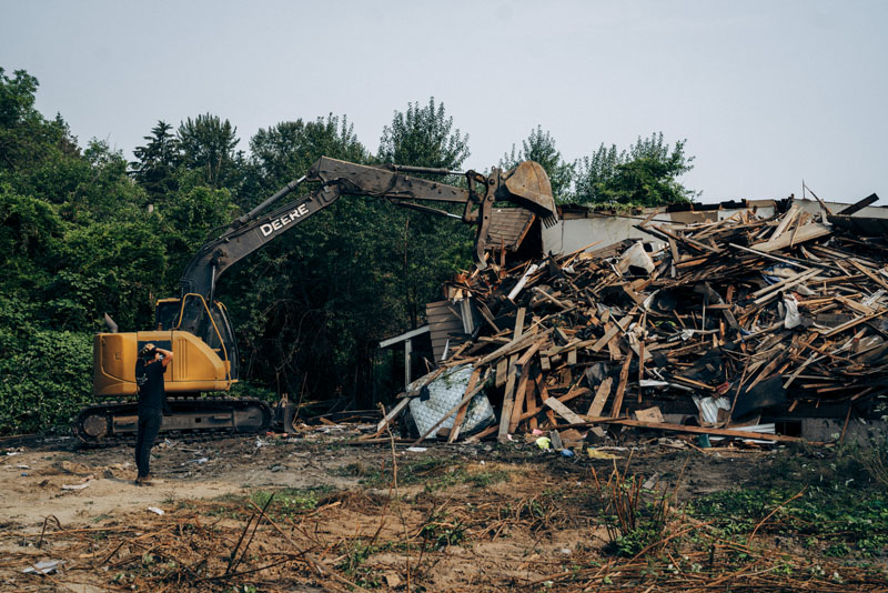 progess of a home demolition project in tacoma with franky's excavation