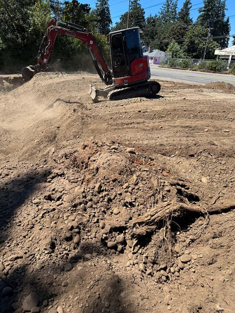 start of catch basin installation project with franky's excavation