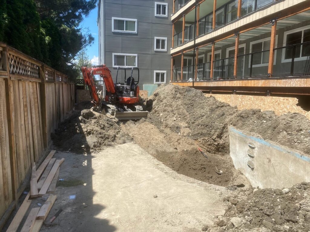 start of a fence being removed by franky's excavation